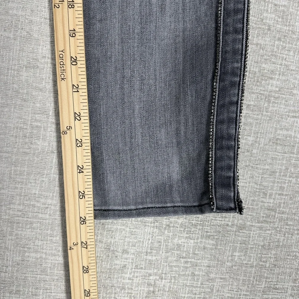 White House Black Market Jeans Womens 4 Gray‎ High Rise Straight Studded Trim